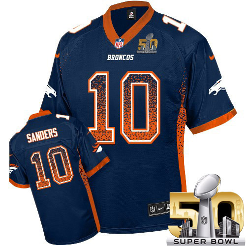 Men's Elite Emmanuel Sanders Super Bowl L Nike Jersey Navy Blue - #10 Drift Fashion NFL Denver Broncos